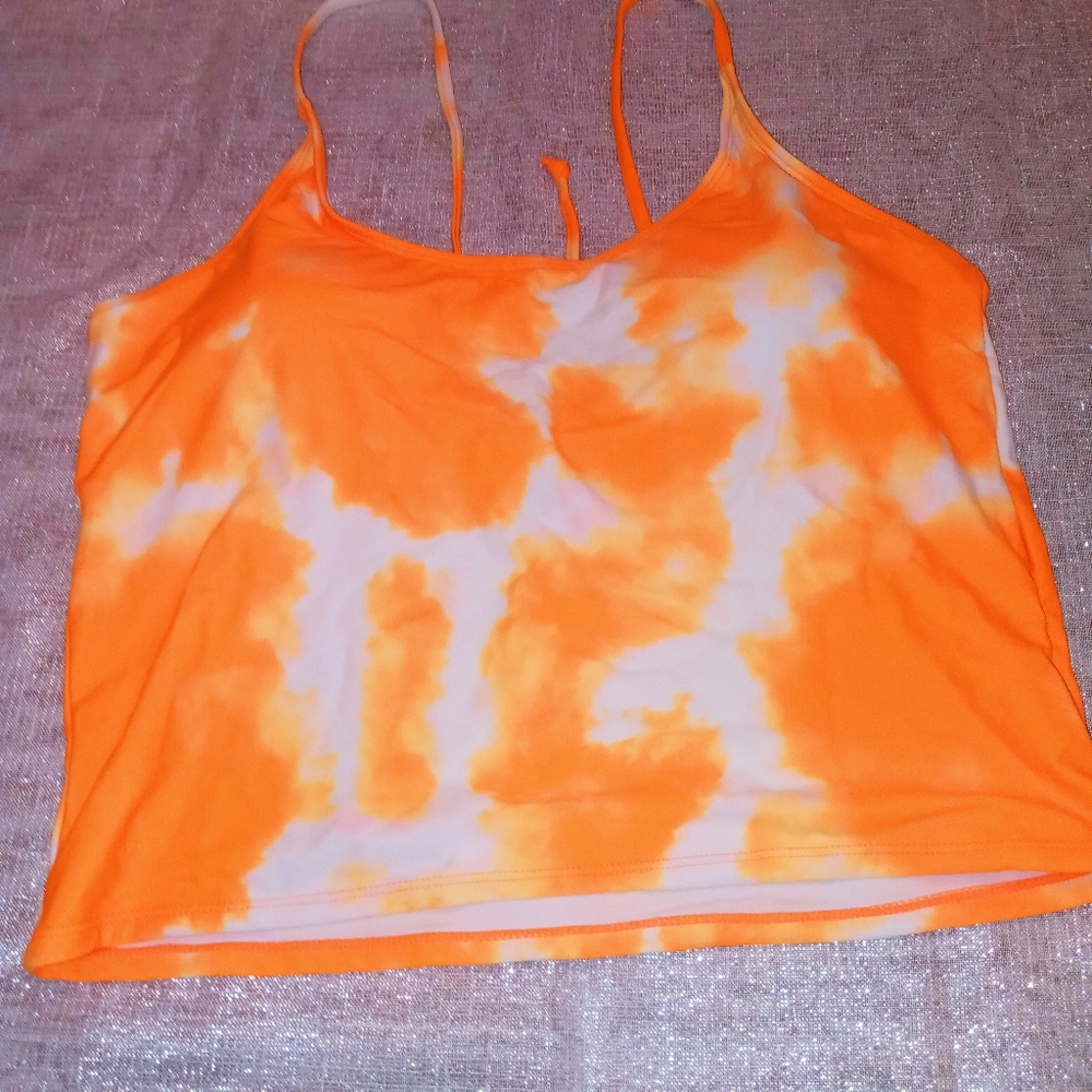 Swim top by Coral Reef. Orange and white tie dye, size XXL